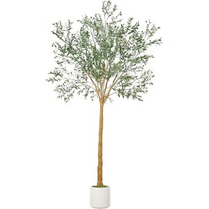 Artificial Olive Tree with Cement Planter, Realistic Leaves & Fruits, Hand-Painted Trunk, Adjustable Indoor Faux Plant for Home & Office Decor - 1 of 4