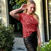 Anna-Kaci Glitter Sequin Tops Short Sleeve Sparkly Binding Shirt Blouse - 3 of 4