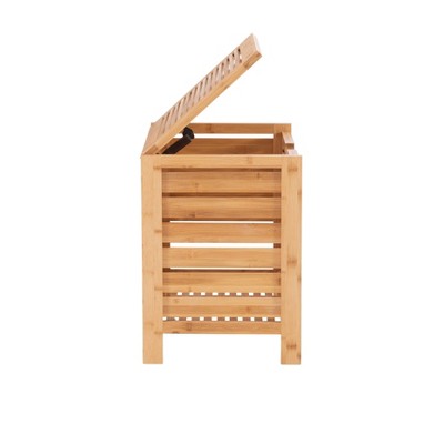 Bracken Natural Bamboo Upright Hamper with Safety Lid