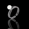 Slickblue Hematite Pearl Ribbon Bypass Ring for Women, Freshwater Pearl with CZ, Edgy Pave Design, Size 5-10 - 3 of 4