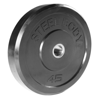 Steelbody 45 Pound Olympic Rubber Bumper Weight Plate for Full Body Strength Training Workouts with Stainless Steel Center Sleeve