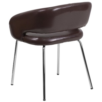 Fusion Series Contemporary Brown LeatherSoft Side Chair with Chrome Legs