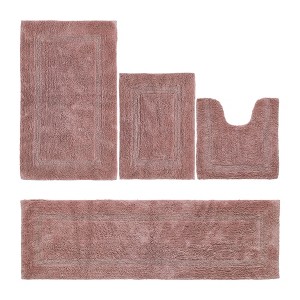 Lux Premium 100% Cotton Tufted Solid Reversible 4 Piece Bath Rug Set – Ultra-Soft, Water-Absorbent, Durable, Machine Washable Bathroom Rug - 1 of 4