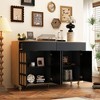 Famapy Arches Pattern Decorative Dresser Living Room Storage Cabinet Solid Wood Legs Original Wood Color - 4 of 4