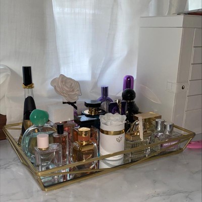 Large Geometric Mirrored Vanity Tray Gold - Home Details : Target
