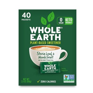 WHOLE EARTH PLANT BASED SWEETENER STEVIA LEAF & MONK FRUIT W/ ERYTHRITOL PACKETS, 40 CT - 1 of 4