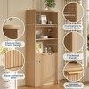 71" Tall Bookcase with Cabinet, 5 Tier Wood Bookshelf with Adjustable Shelves, Large Display Storage Shelf for Home Office Living Room - 3 of 4