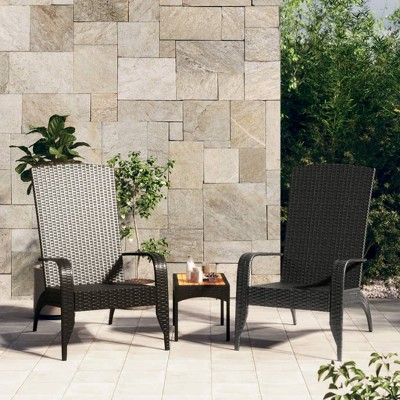 Garden Adirondack Chair Black Poly rattan, powder-coated steel vidaXL