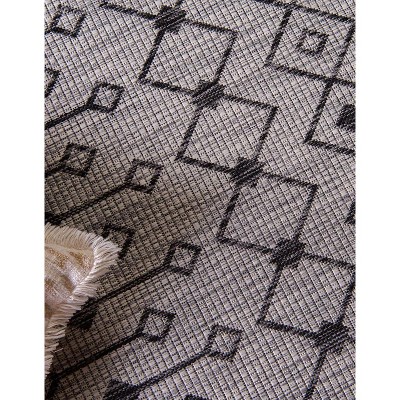 Abstract Gray Synthetic 2' x 6' Outdoor Runner Rug