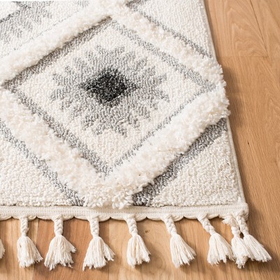 Ivory and Grey Diamond Shag 8' x 10' Area Rug