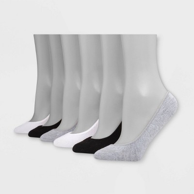 Hanes Women's Invisible Comfort 6pk Ballerina Liner Socks - Gray/Black/White 5-9