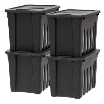 Sterilite 23 Gallon Lockable Storage Tote Footlocker Toolbox Container Box  W/ Wheels, Handles, Metal Hinges, & Latches, Infra Red W/ Clips, 4 Pack :  Target