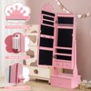 Kids Jewelry Cabinet with Full-Length Mirror, Freestand Mirror with Storage Drawers, Kids Vanity Dress Up Mirror - 4 of 4