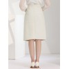 Allegra K Women's Plaid Tweed High Waist Button Decor Shiny Business Elegant Midi Skirt - 4 of 4