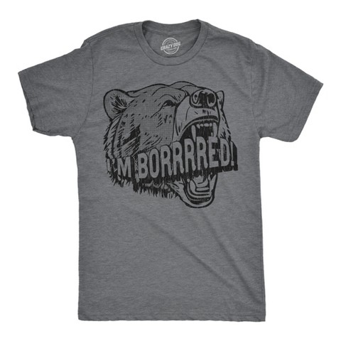 Мужские футболки Crazy Dog T-Shirts, Inc. Mens Funny T Shirts Im Bored Sarcastic Bear Graphic Novelty Tee for Men - Crazy Dog Men's T Shirt for Animal Lovers Dark Grey M