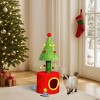 30in Cat Scratching Post with Cat House for Indoor Kitten, Small Cat Tree Tower with Sisal Post and Cute Hanging Balls, Red & Green - 2 of 4