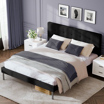 HYLEORY Bed Frame with Headboard, Upholstered Platform Bed Frame