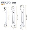 Unique Bargains CR-V Steel Mirror Polished Ultra-Thin Small Flat Head Double Open End Wrenches 3 Pcs 8x10mm / 12x13mm / 14x15mm - 2 of 4