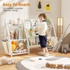 SUGIFT Kids Bookshelf and Toy Organizer, 3-Tier Wooden Book Rack with Sling Fabric Storage, Toddler Reading Shelf for Playroom - 2 of 4