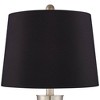 360 Lighting Geoff Modern Table Lamps 26" High Set of 2 Brushed Nickel with USB Charging Port Black Faux Silk Drum Shade for Bedroom Living Room Desk - 2 of 4