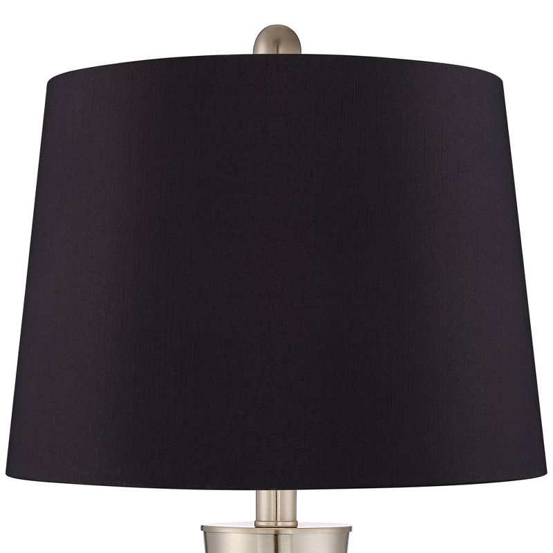 360 Lighting Geoff Modern Table Lamps 26" High Set of 2 Brushed Nickel with USB Charging Port Black Faux Silk Drum Shade for Bedroom Living Room Desk, 2 of 6