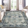 Machine Washable Faux Wool Vintage Floral Printed Area Rug Ultra Thin Low Pile Non Slip Non Shedding Indoor Carpet - 3 of 4