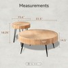COZAYH 2-Piece Modern Farmhouse Living Room Coffee Table Set, Nesting Table Round Natural Finish with Handcrafted Wood, Radial Pattern - 2 of 4
