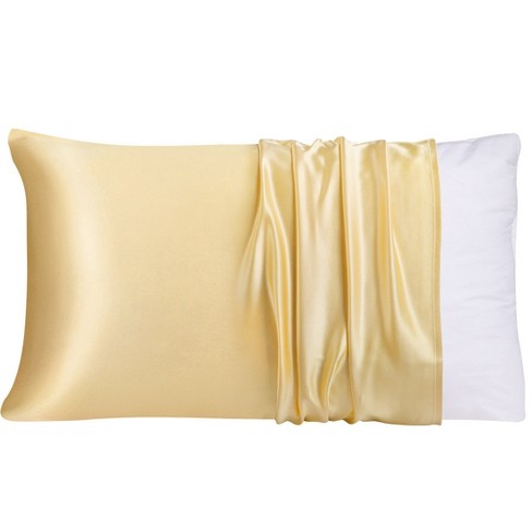 PiccoCasa 100 Pure Silk Hidden Zipper Closure Smooth Pillowcases Gold 20 x14