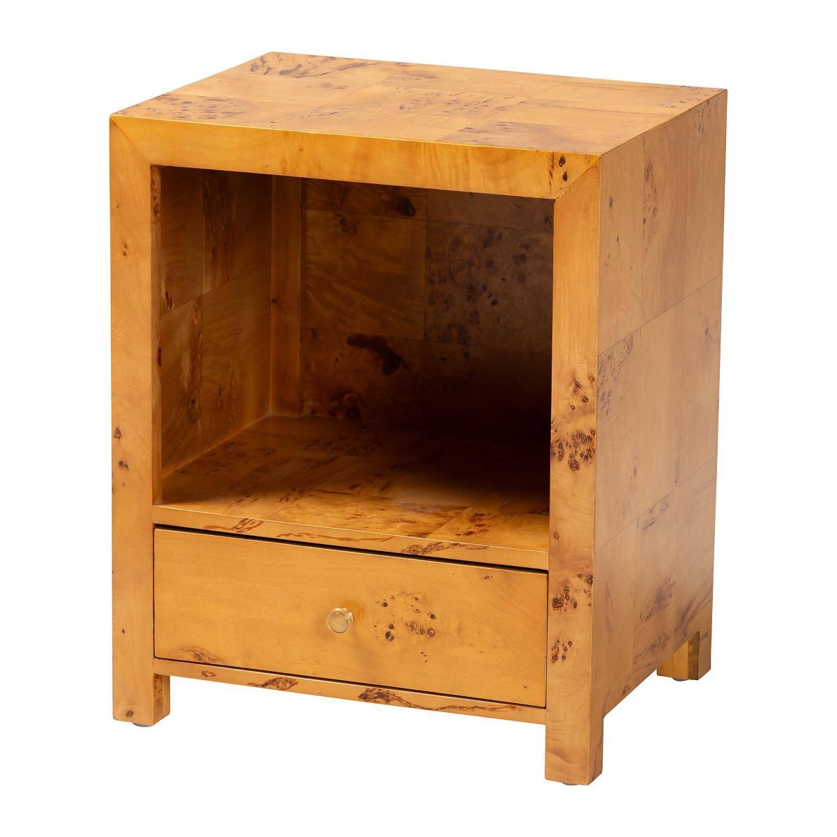 bali & pari Camira Wood 1 Drawer Nightstand Light Mappa Burl - thumbnail 6