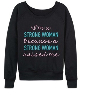 Women's - Instant Message - I'm A Strong Woman Lightweight French Terry Wide Neck Long Sleeve Graphic Shirt - 1 of 4