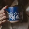 Sweet Water Decor Debossed Design- Blue Floral Stoneware Coffee Mug -14oz - 2 of 3