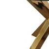 HomeRoots 54" Clear and Gold Glass and Metal Cross Leg Base Round Top Dining Table - 4 of 4