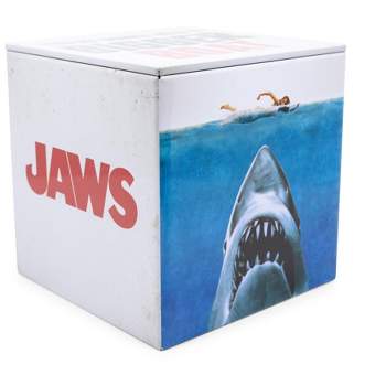 Ukonic JAWS Logo Tin Storage Box Cube Organizer with Lid | 4 Inches