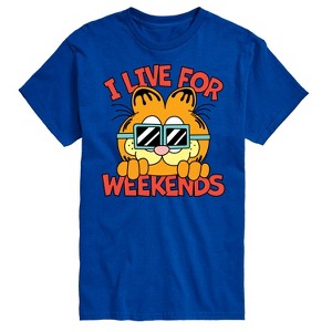 Men's - Garfield - I Live For Weekends Short Sleeve Graphic T-Shirt - 1 of 4