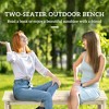 2-Seat Wood Garden Bench, Patio Bench Outdoor Bench with Slatted Seat, Backless Front Porch Bench for Park, Garden, Poolside, Deck - 4 of 4
