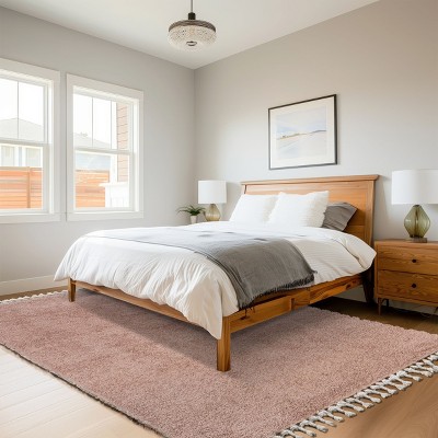 Plush Pink Braided Tassel Shag Rug 4' x 6' - Easy Care Synthetic