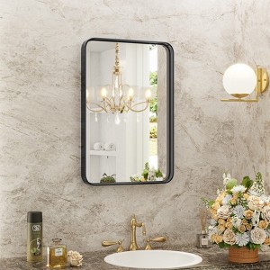 FURNIinspire Decorative Wall Mirrors Bathroom Vanity Mirror, Hanging Mirror With Aluminum Alloy Frame, Anti-Rust, Tempered Glass, Black, 22"*30" - 1 of 4