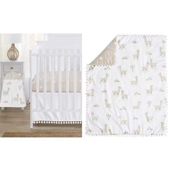 Sweet Jojo Designs Boy Girl Gender Neutral Unisex Baby Crib Bedding Set - Boho Llama Collection 4pc