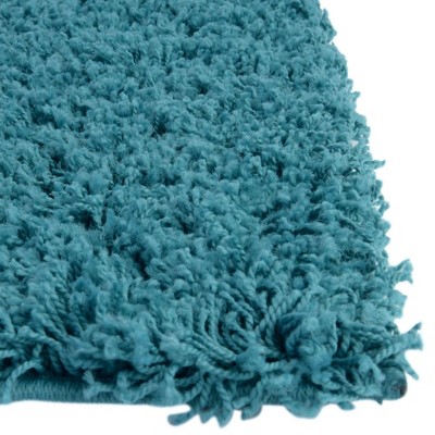 Reversible Blue Synthetic Shag Rug 4' x 6'