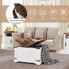 Aoxun Modern Farmhouse Coffee Table, Square Wood Center Table with Large Storage Space, Metal Corners, Z Shape, White - 2 of 4
