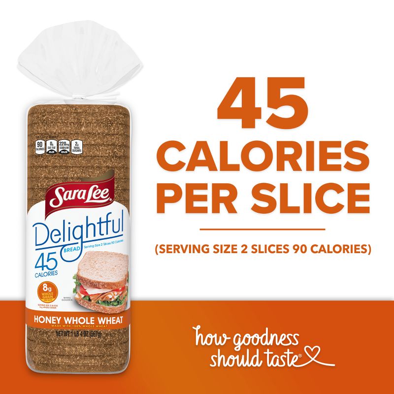 Sara Lee Delightful 100% Whole Wheat with Honey Bread - 20oz, 2 of 7