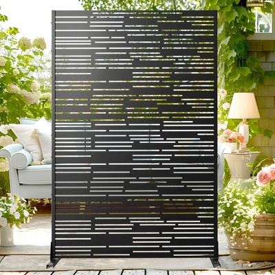 TUYOHW Metal Privacy Screen Outdoor, Decorative Privacy Panels, Freestanding Privacy Screen for Patio, Garden, Pool (White Square)