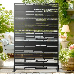 TUYOHW Metal Privacy Screen Outdoor, Decorative Privacy Panels, Freestanding Privacy Screen for Patio, Garden, Pool (White Square) - 1 of 4