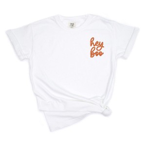 Simply Sage Market Women's Embroidered Hey Boo Mini Short Sleeve Garment Dyed Tee - 1 of 4