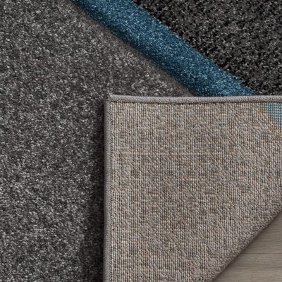 Gray Geometric Low Pile Synthetic Area Rug