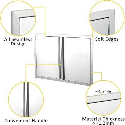36" x 24" Silver Stainless Steel Double Door Outdoor Kitchen Cabinet