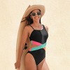 Women's Vibrant Colorblock Panel One-Shoulder One-Piece Swimsuit - Cupshe - 4 of 4