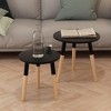 vidaXL Side Table Set of 2 Round Wooden Sofa Coffee Table Solid Wood Pine - 3 of 4