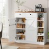 Shoe Cabinet with Barn Doors & Drawers, 42'' Tall Storage Cabinet with Adjustable Shelves - 4 of 4