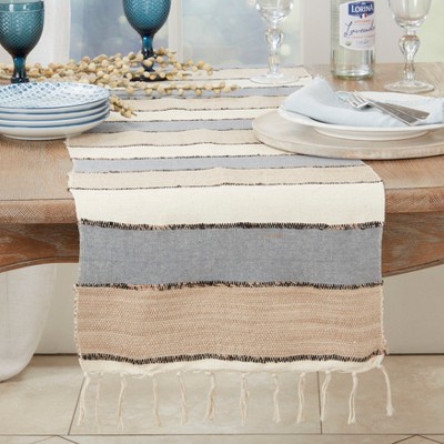 Boho Chic Fringed Multicolor Cotton Table Runner